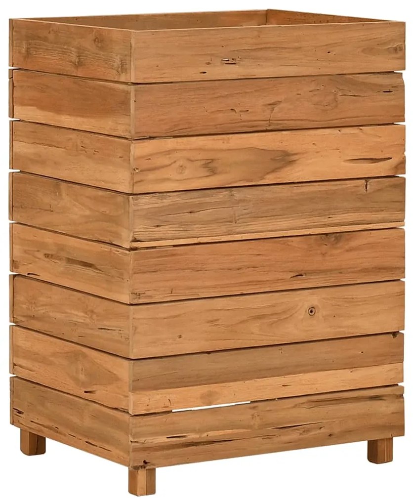 Vaso/floreira 50x40x72 cm madeira de teca reciclada e aço