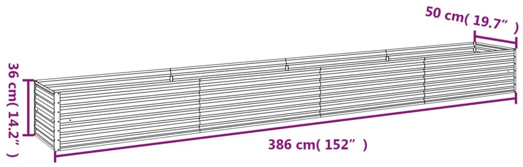 Canteiro elevado de jardim 386x50x36 cm aço corten