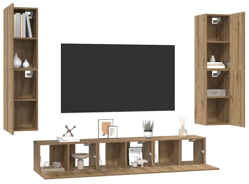 Conjunto de móvel de TV com prateleira Outros 7 pcs carvalho artisiano