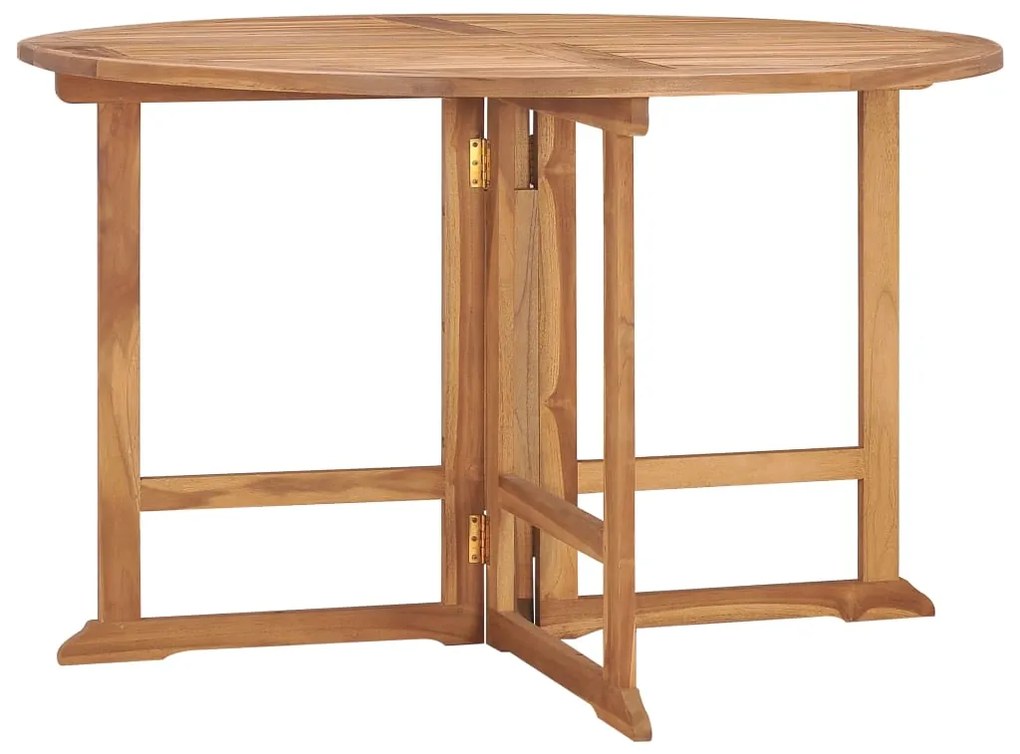 315449 vidaXL Mesa de jantar p/ jardim dobrável 120x120x75 cm teca maciça
