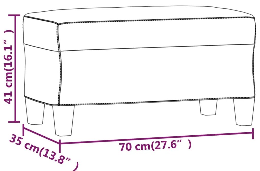 Banco 70x35x41 cm tecido de microfibra cinzento-claro