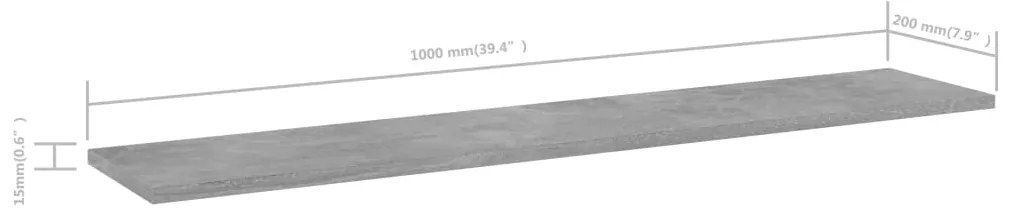 Prateleiras estante 4pcs 100x20x1,5cm contrap. cinzento cimento