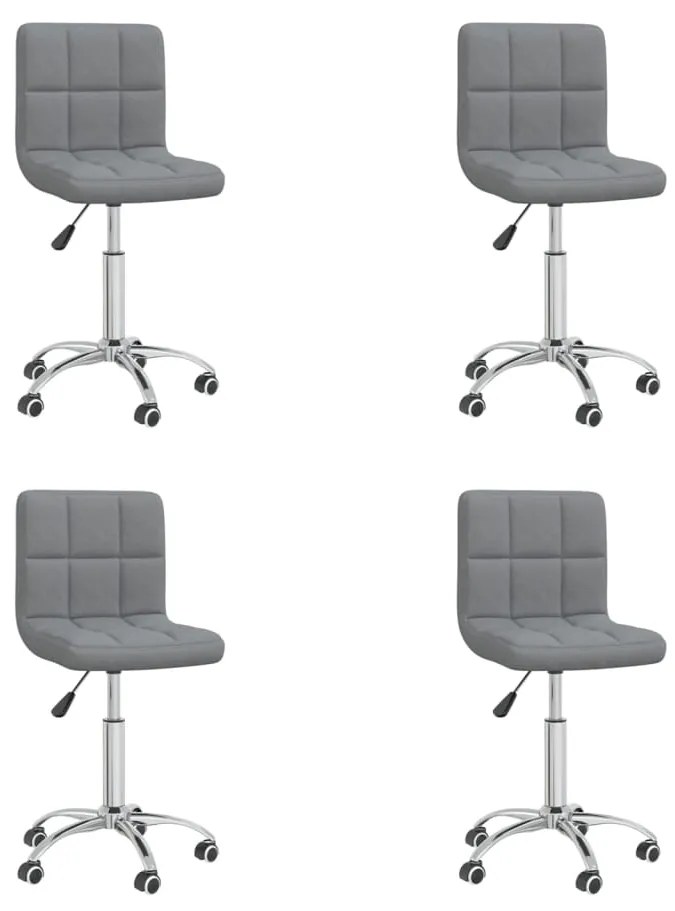 vidaXL Cadeiras de jantar giratórias 4 pcs tecido cinzento-claro