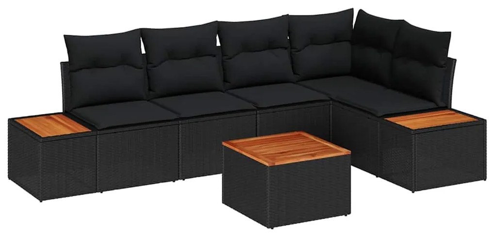 Conjunto de Sofá de Jardim de 6 Peças com Almofadas em Rattan Sintétic