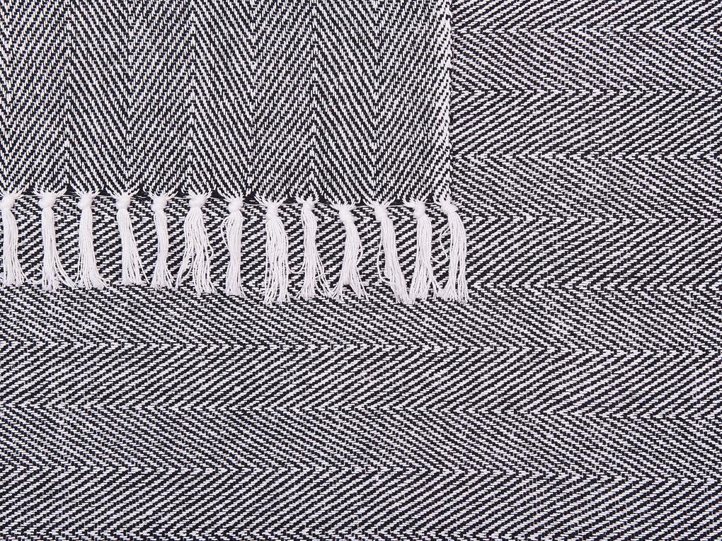 Manta decorativa em algodão preto 130 x 160 cm TANGIER Beliani