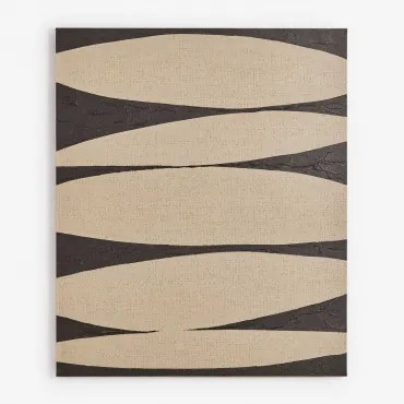 Tela Decorativa 100x120 Cm Pintada À Mão Yaleno Preto - Crema Linho - Sklum