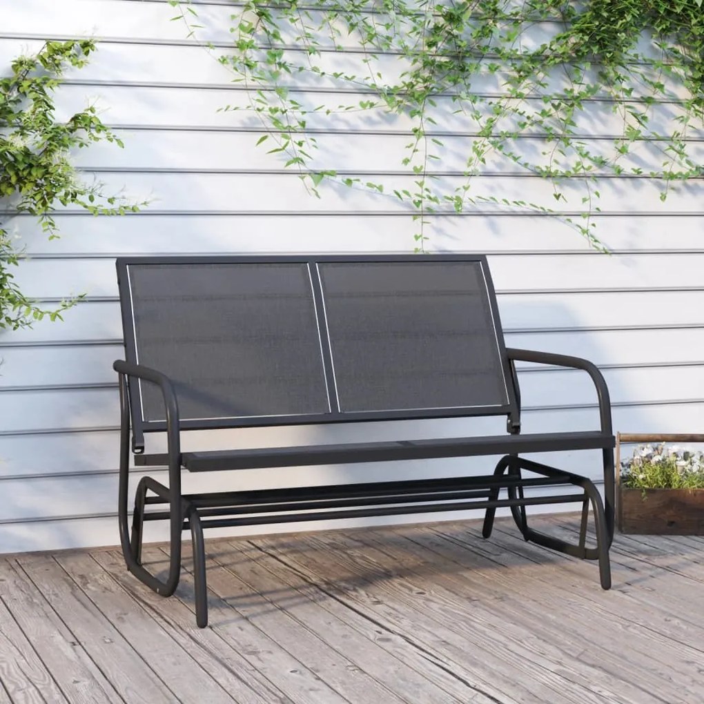 vidaXL Banco oscilante p/ jardim 120,5x76x86,5 cm textilene/aço preto