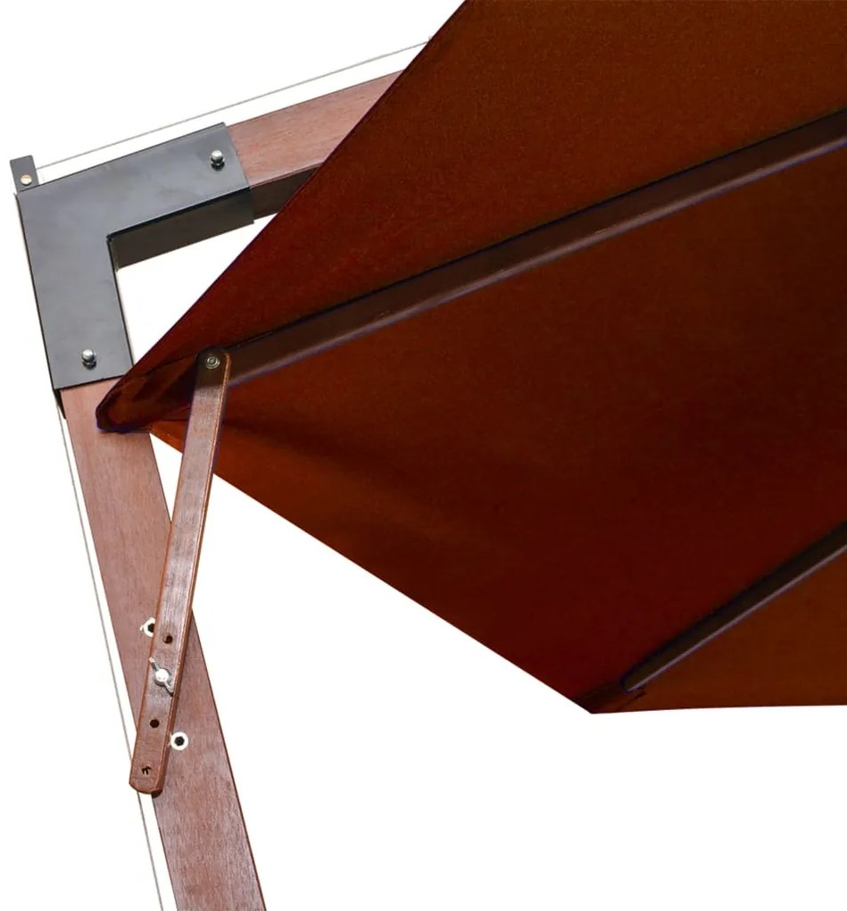 Guarda-sol de jardim suspenso com poste abeto maciço terracotta