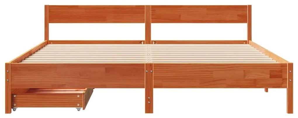 Cama sem colchão 200x200 cm pinho maciço castanho-mel