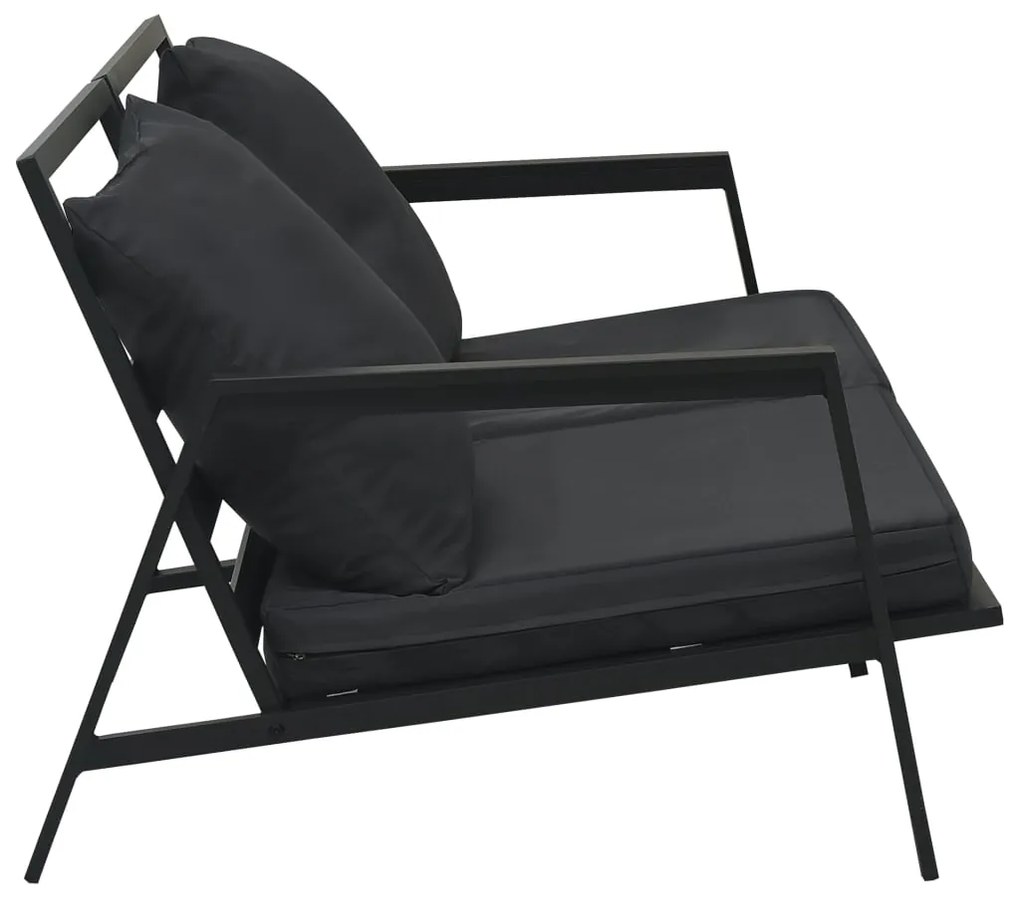 5 pcs conjunto lounge jardim + almofadões alumínio cinza-escuro