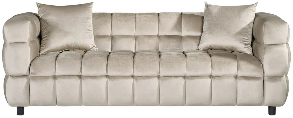 Sofá LORING, 3 lugares, tecido velvet 213 x 87 x 71 cm cinza light 25