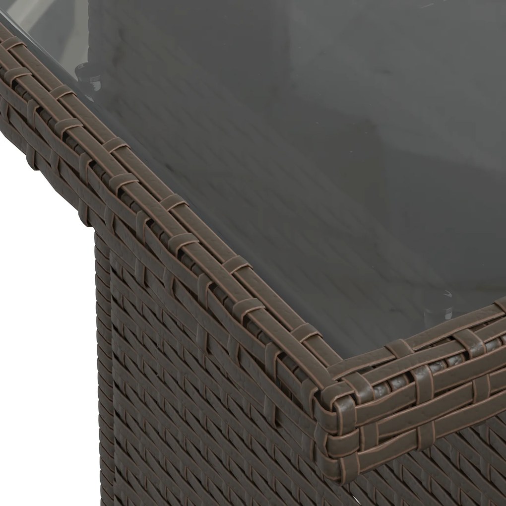 Conjunto de Sofá de Jardim de 5 Peças com Almofadas Castanho em Rattan