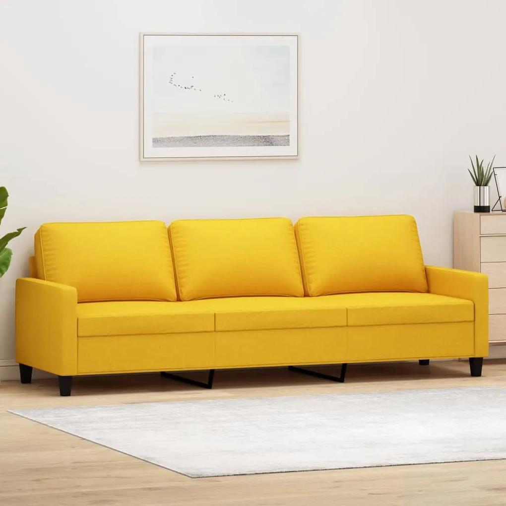 Sofá de 3 lugares 210 cm tecido amarelo-claro