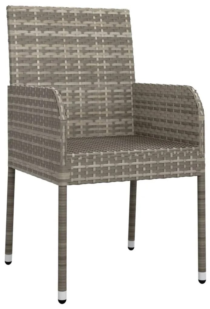 Cadeiras de jardim c/ almofadões 2 pcs vime PE cinzento