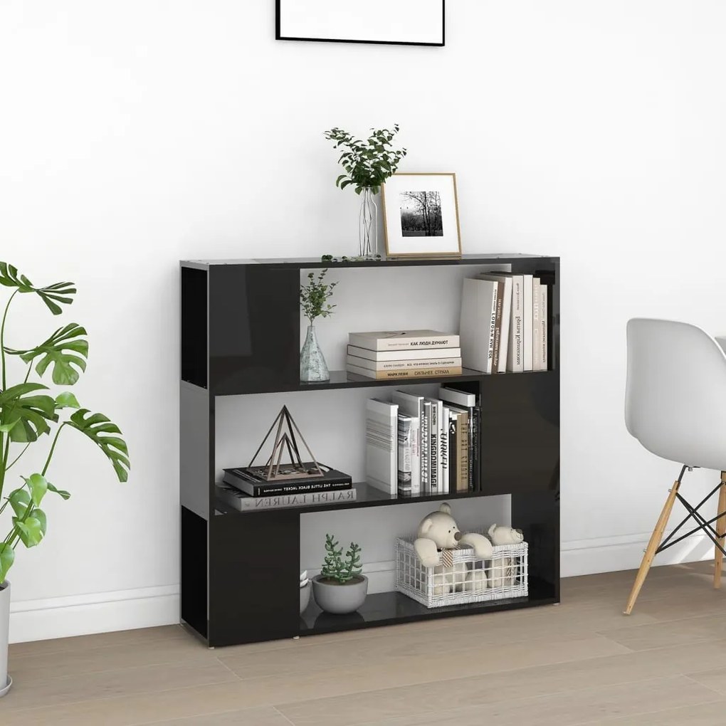 Estante/divisória 100x24x94 cm preto brilhante