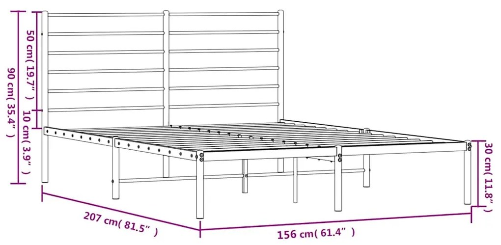 Estrutura de cama com cabeceira 150x200 cm metal branco