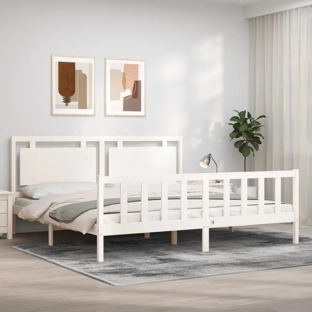 vidaXL Cama sem colchão 200x200 cm madeira de pinho maciça branco