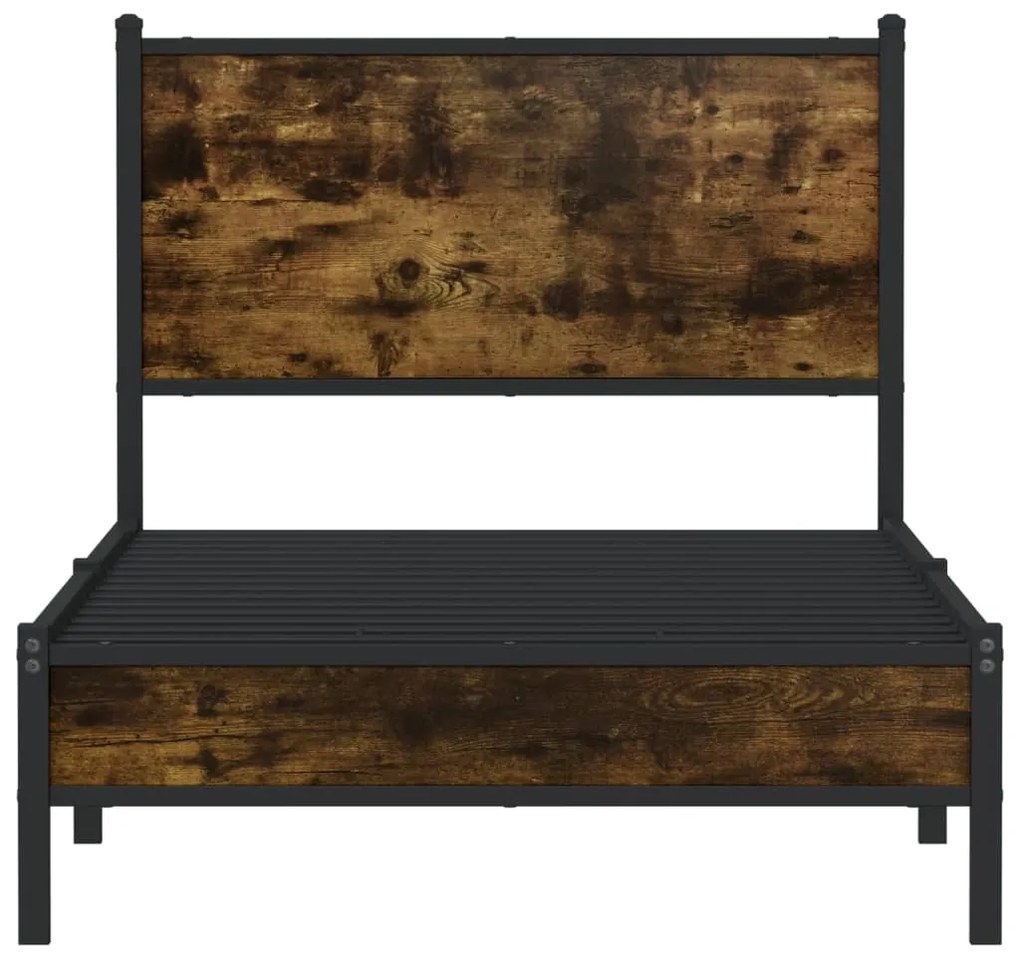 Estrutura de cama sem colchão 80x200 cm metal carvalho fumado