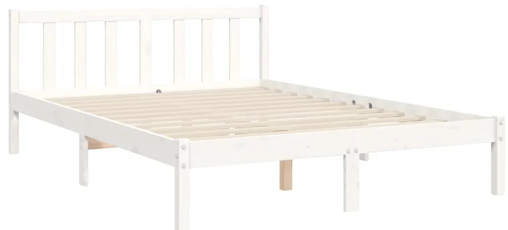 Cama sem colchão 140x190 cm madeira de pinho maciça branco