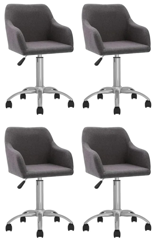 vidaXL Cadeiras de jantar giratórias 4 pcs tecido cinzento-acastanhado
