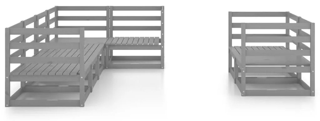 7 pcs conjunto lounge de jardim pinho maciço cinzento