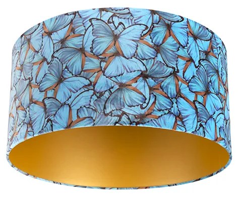 Abajur de veludo com design de borboleta 50/50/25 interior dourado