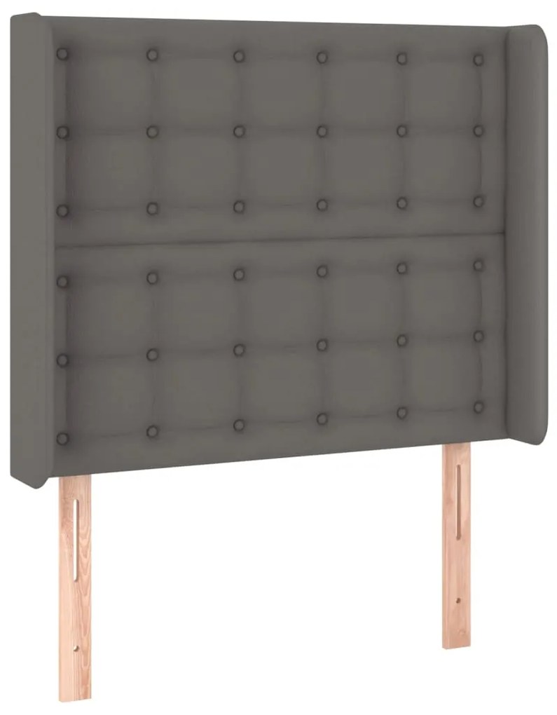 Cabeceira cama c/ LED couro artif. 103x16x118/128 cm cinzento