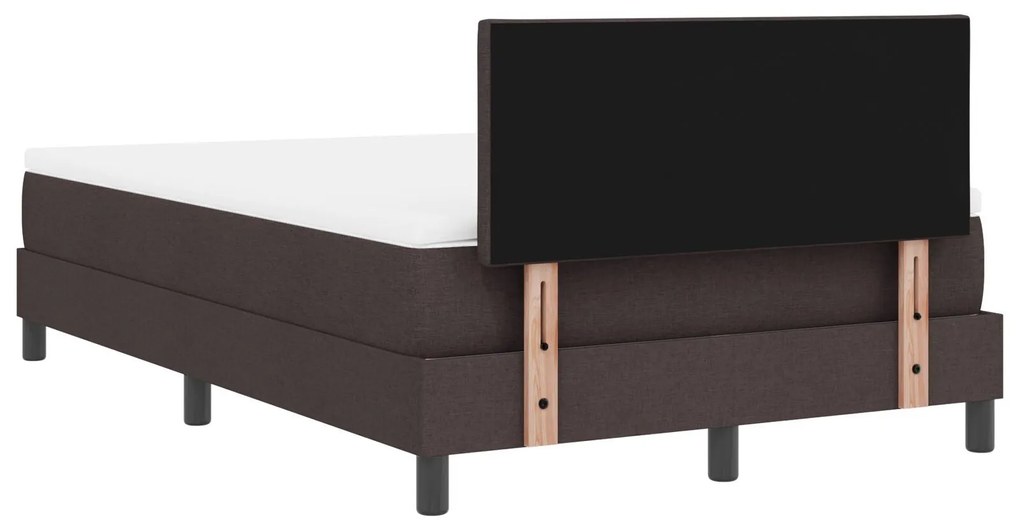 Cama Box Spring com Colchão e LED Castanha Escura 120x190 cm Tecido