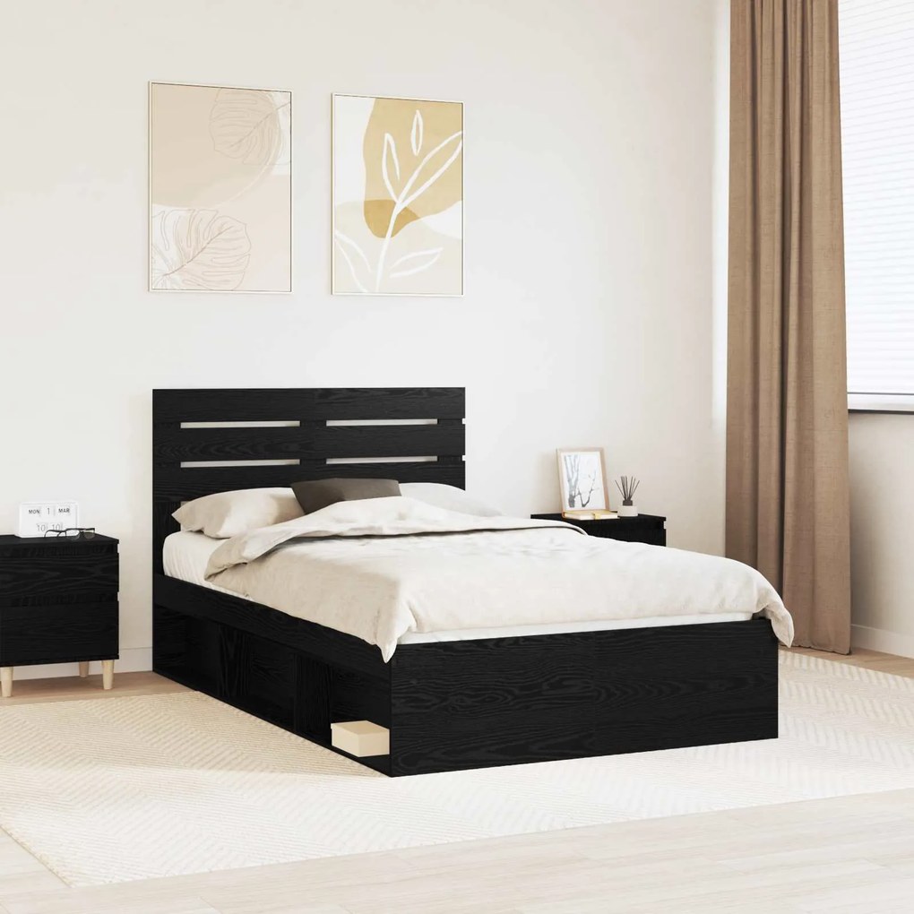 vidaXL Estrutura da Cama Preto 135 x 190 cm Madeira de Pinheiro Sólida