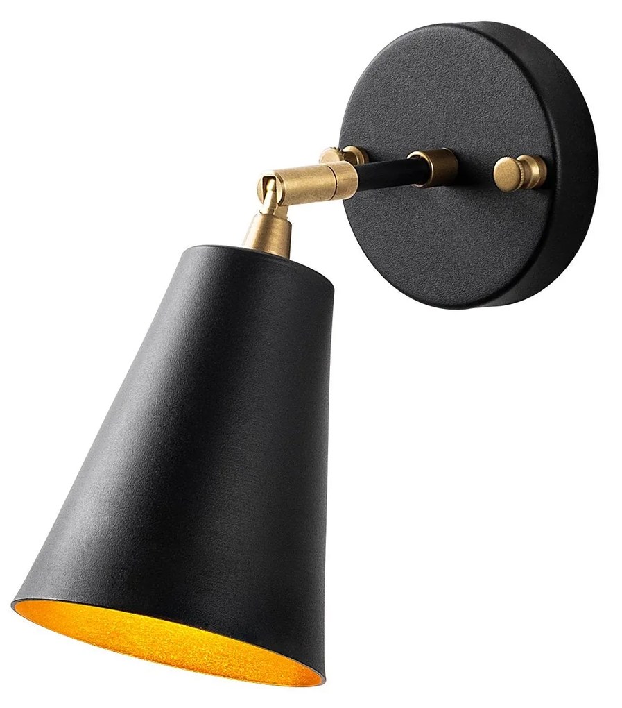 Candeeiro de Parede Evander – Preto e Dourado – 10 x 26 x 21 cm
