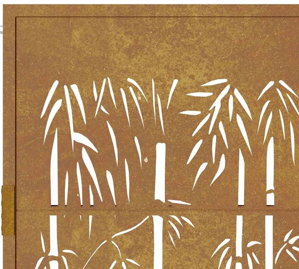 Portão de jardim 105x130 cm aço corten design bambu