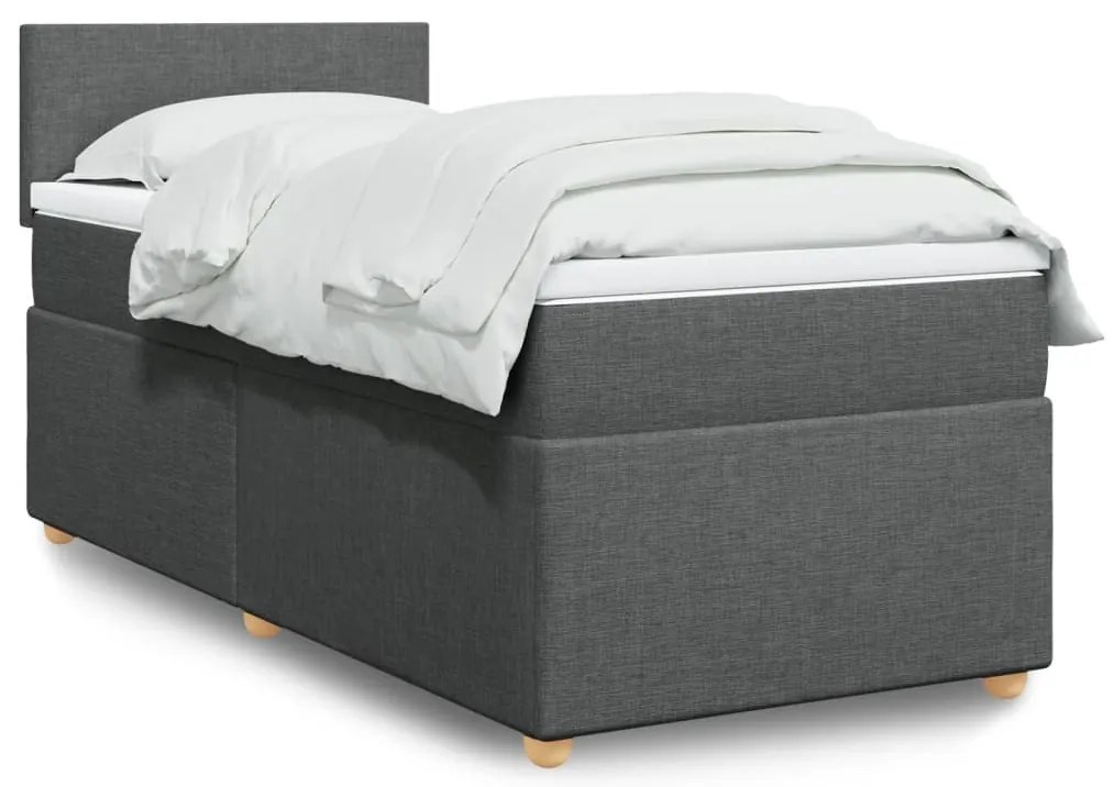 vidaXL Cama com molas/colchão 80x200 cm tecido cinzento-escuro