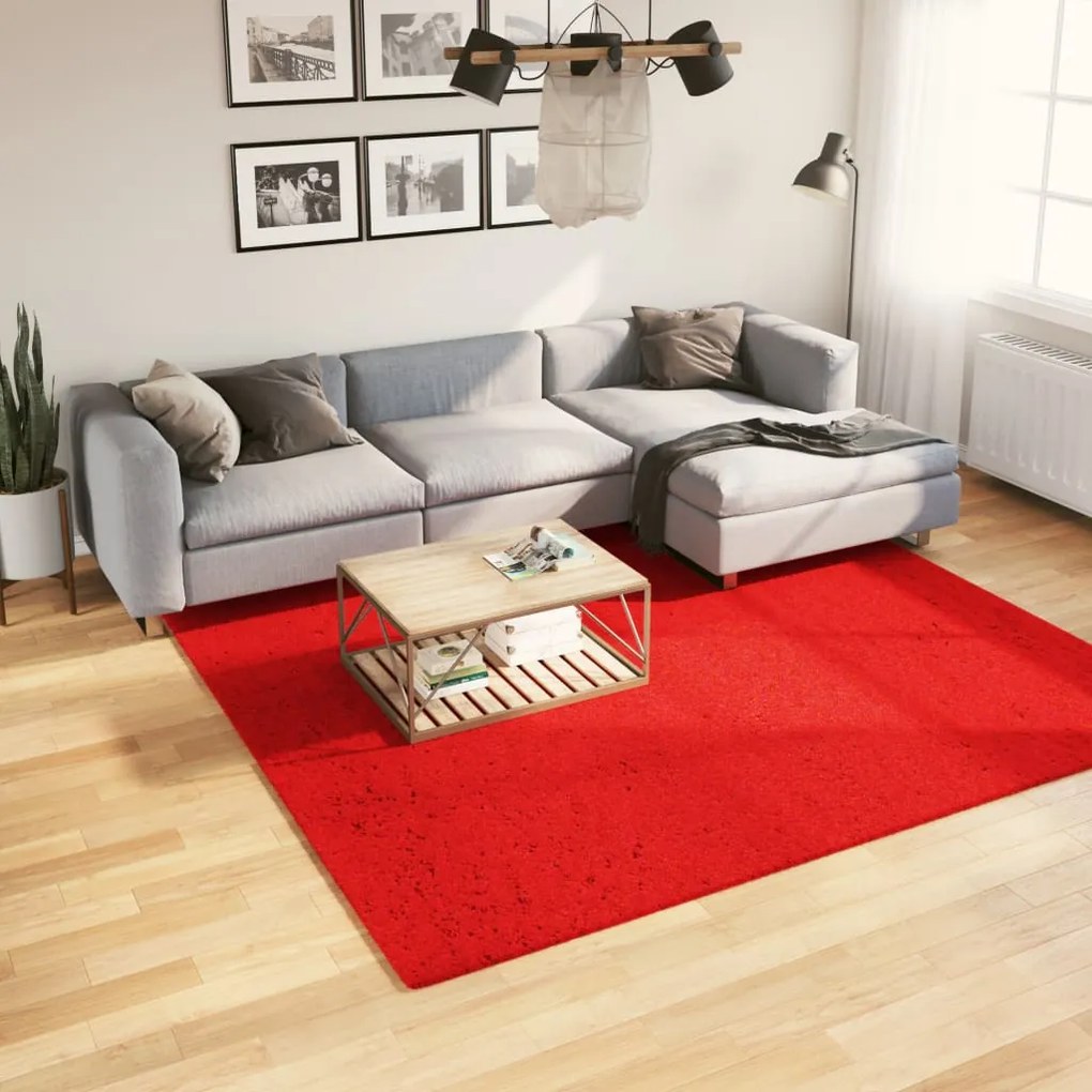 vidaXL Tapete pelo curto macio e lavável HUARTE 240x240 cm vermelho