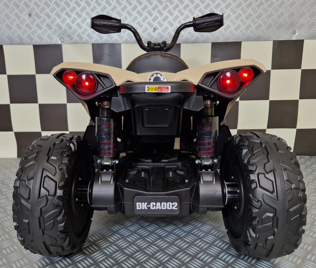 Moto 4 elétrica 24V para crianças Can-Am Maverick Pneus Borracha EVA e Assento em pele Bege
