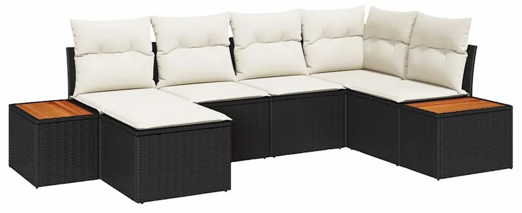 Conjunto de Sofá de Jardim - 6 Peças com Almofadas em Poli Rattan Pret