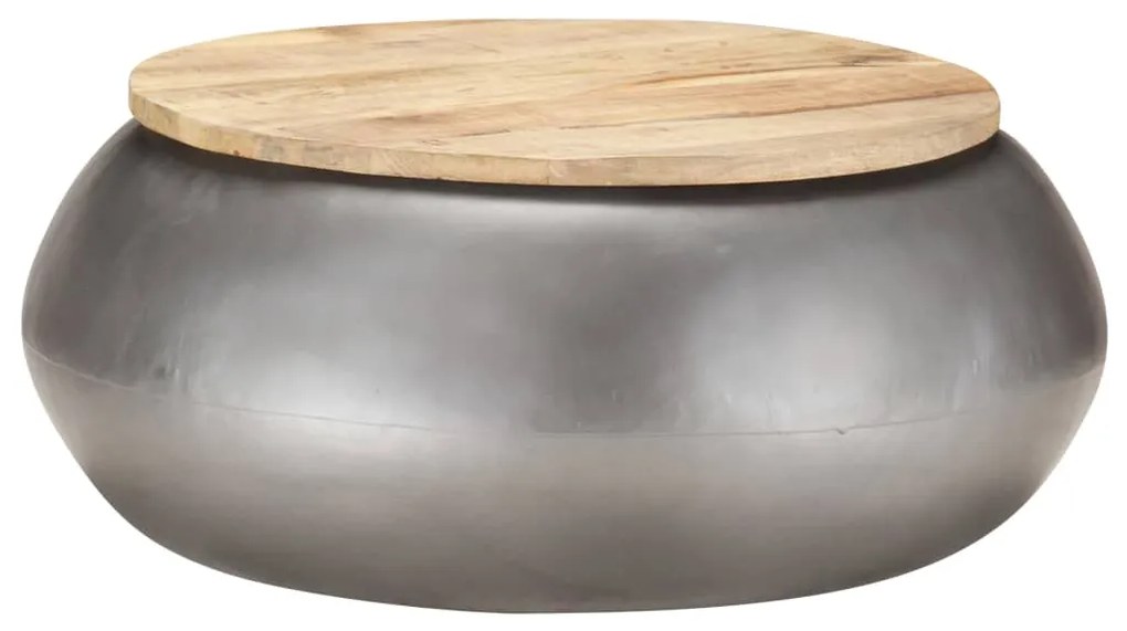 Mesa de centro 68x68x30 cm madeira de mangueira maciça cinzento