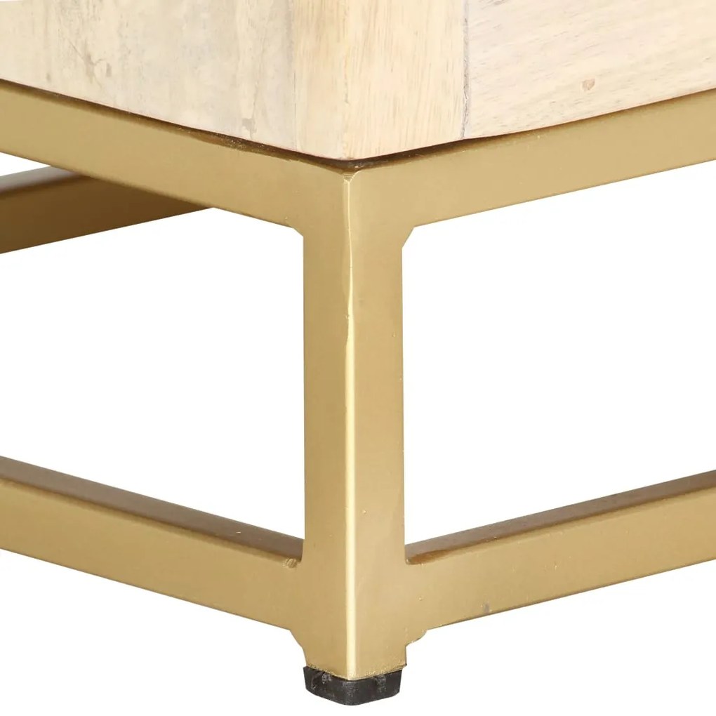 Mesa de cabeceira 40x30x50 cm madeira mangueira maciça dourado