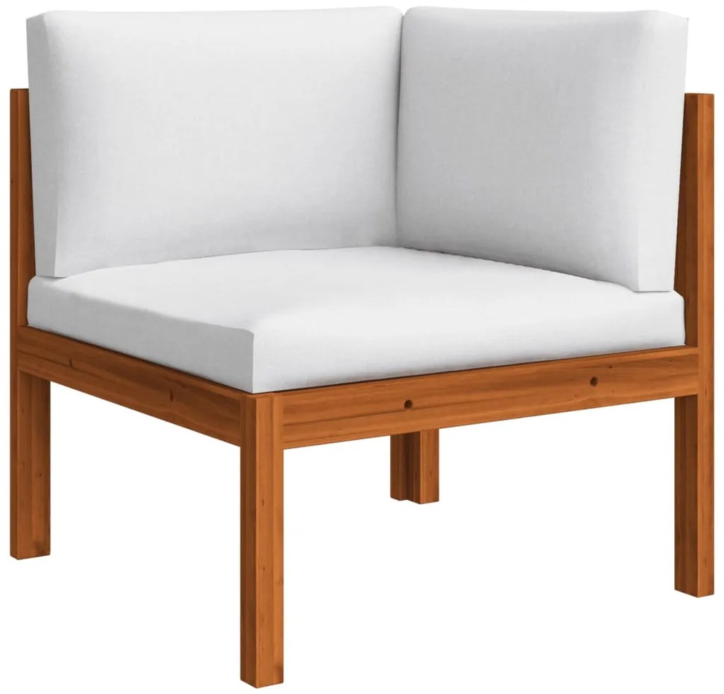 10 pcs conjunto lounge jardim c/ almofadões acácia maciça creme