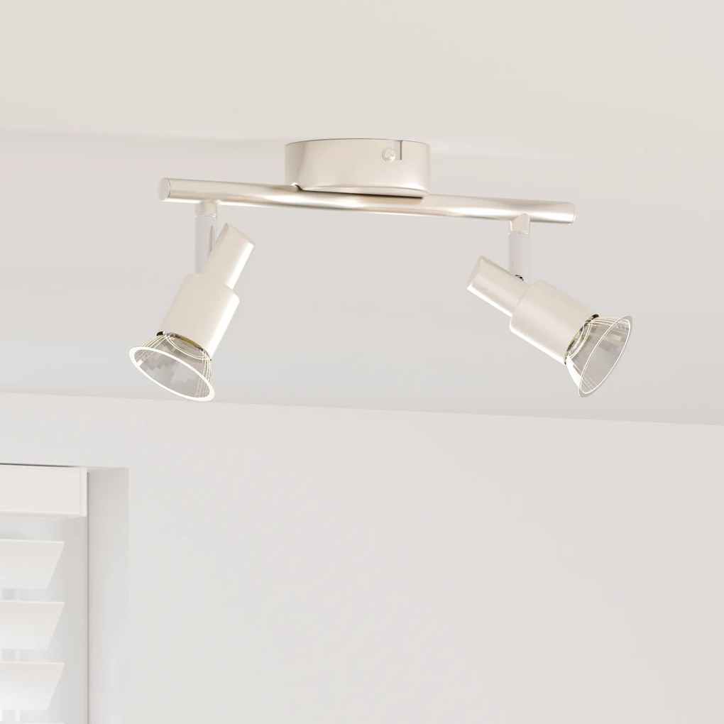 vidaXL Spotlight de Teto 2 Direções Ajustáveis Níquel Escovado GU10
