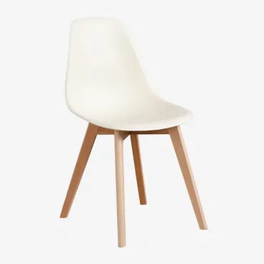 Cadeira De Jantar Em Polipropileno E Madeira De Faia Scand Nordic Beige Creme - Sklum
