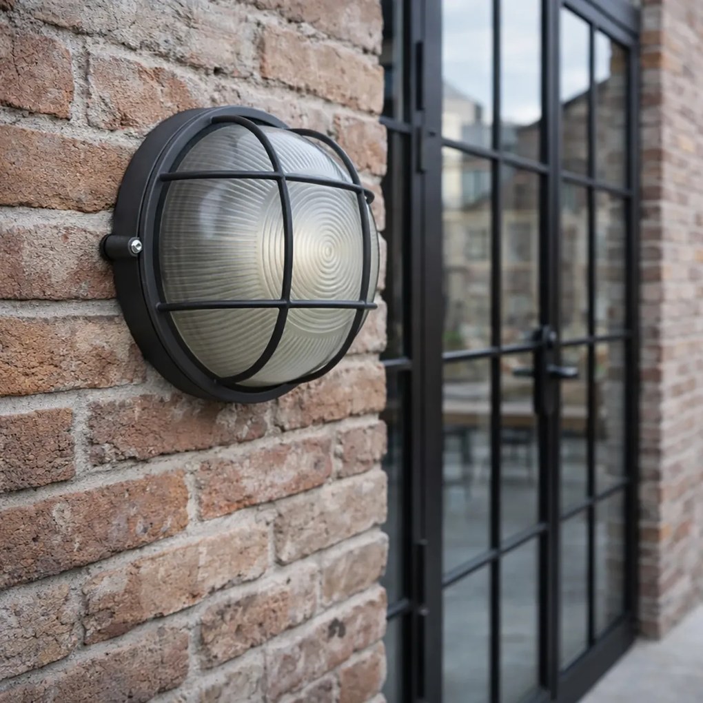 Candeeiro de parede exterior industrial cinzento escuro IP44 - Hanneke