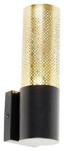 Candeeiro de parede industrial preto com ouro 11,5 cm - RASPI Industrial