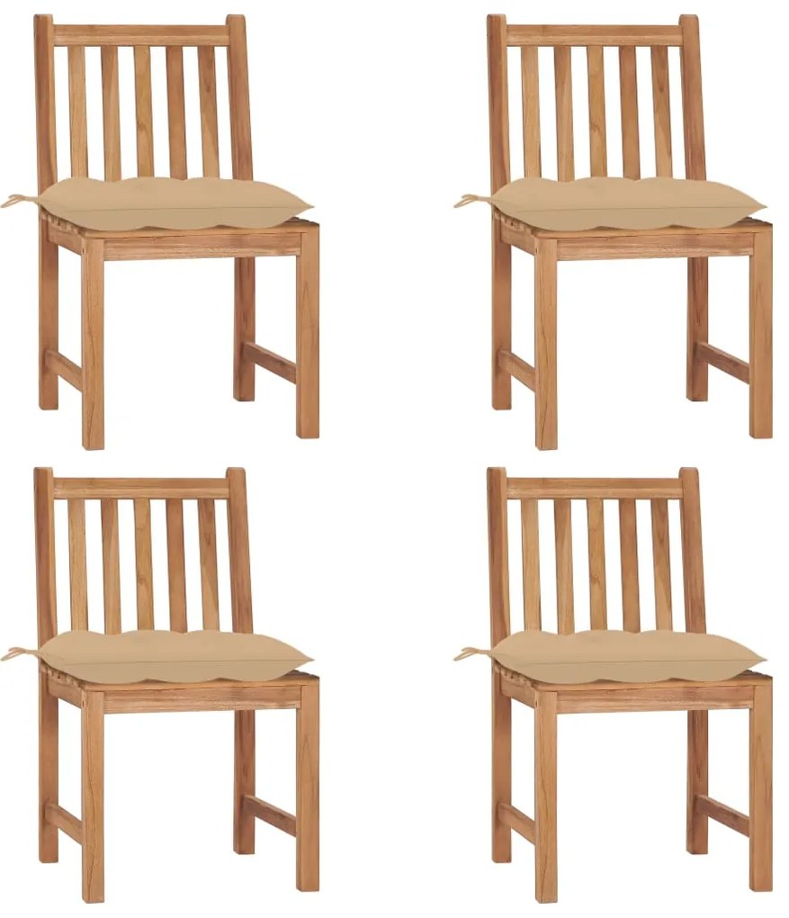 Cadeiras de jardim c/ almofadões 4 pcs madeira de teca maciça