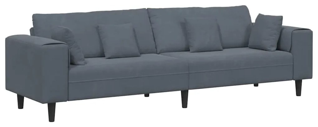 Sofá de Veludo com almofada com travesseiro Cinza Escuro 208 cm Veludo