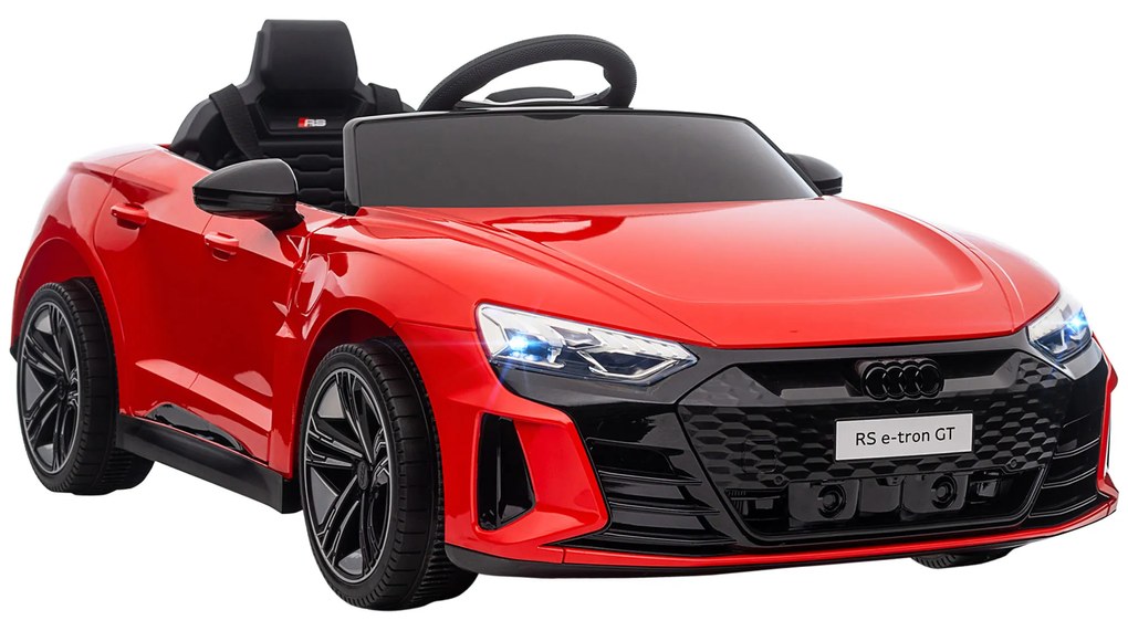 Carro Elétrico AUDI RS E-Tron GT 12V com 2 Motores Controlo Remoto Faróis LED Buzina Música USB 3-5km/h 103x58x41 cm Vermelho