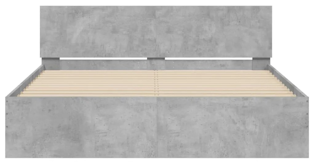 Estrutura de cama com cabeceira 150x200 cm cinzento cimento