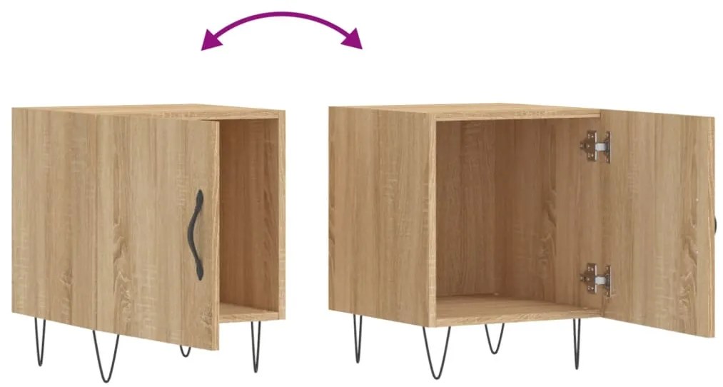 Mesa cabeceira 2pcs 40x40x50cm deriv. madeira carvalho sonoma