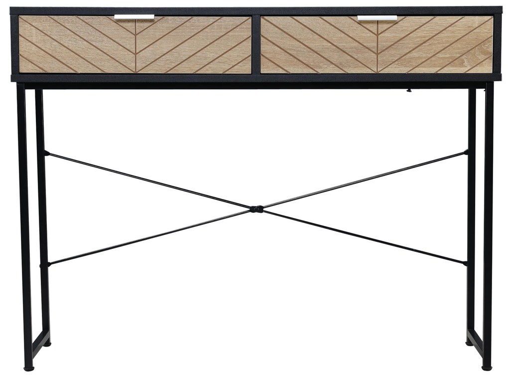 HOMCOM Mesa Consola 100x30x75 cm Mesa de Entrada Moderna com 2 Gavetas de Armazenamento Preto e Madeira