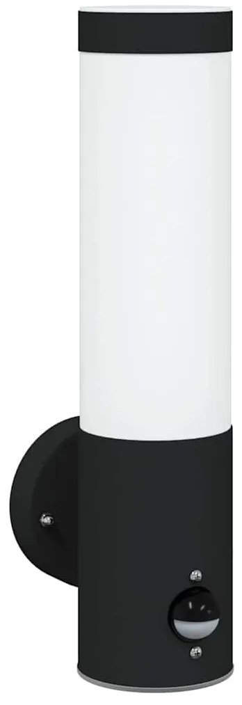 Luzes de Parede Externas vidaXL com Sensor 2 pcs Preto Aço Inoxidável