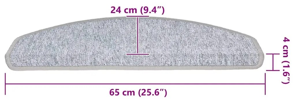 Tapetes de escada 20 pcs 65x24x4 cm cinzento-claro